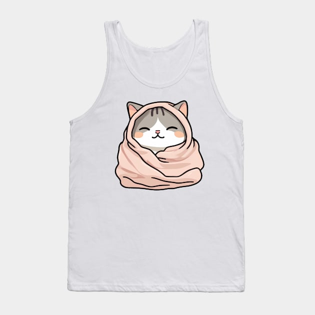 Cute sleepy cat Tank Top by InkPulse